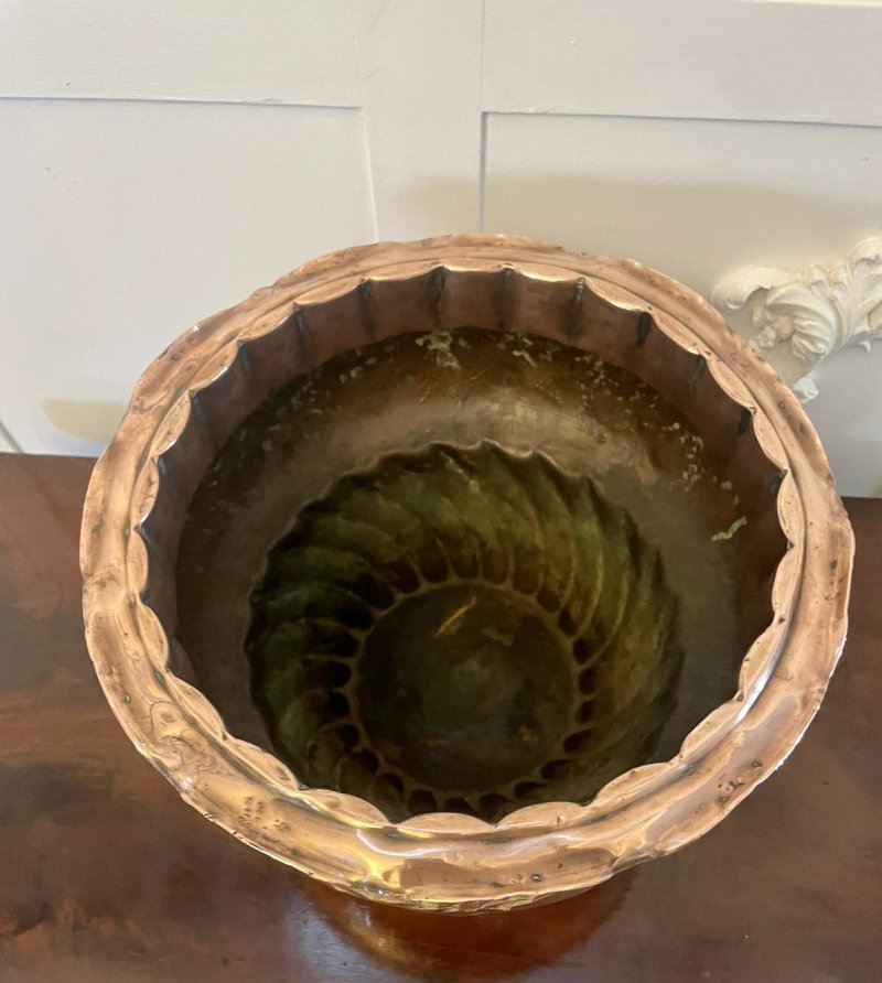 Unusual Antique Victorian Quality Copper Jardiniere - Image 3